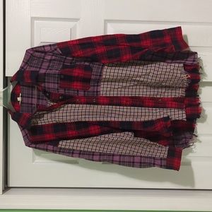 New Easel Oversized Patchwork Button down top in small